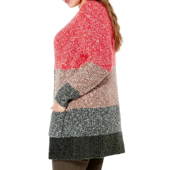 Nic & Zoe NWT’s warm ember rib knit Colorblock cardigan. Size 1X - Picture 5 of 9